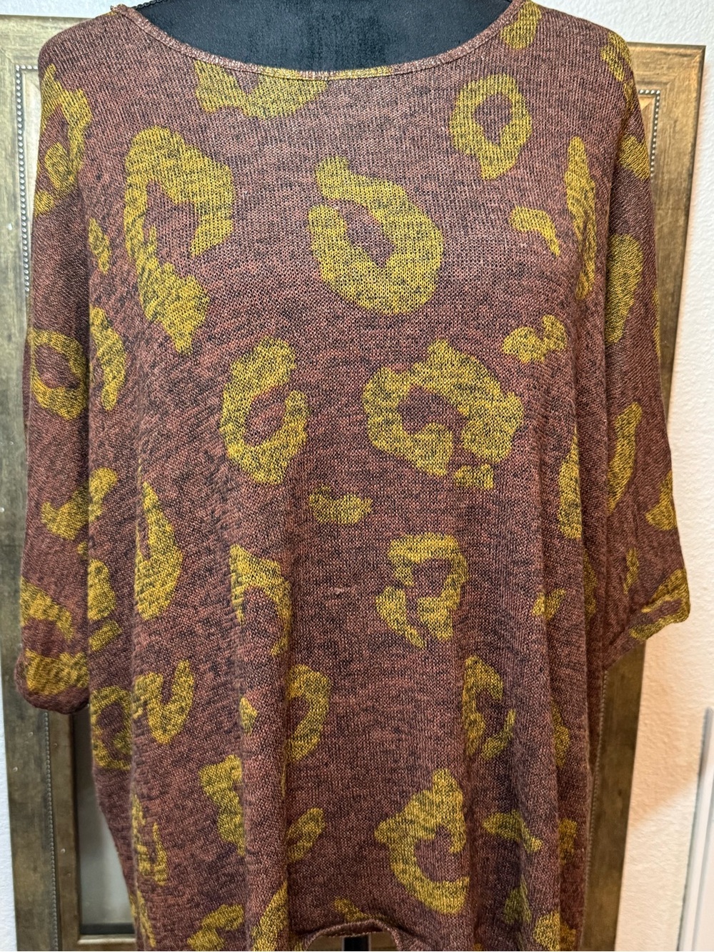 Peace Love Cake Leopard Print Knit Oversized Sweater Tunic •Size M•